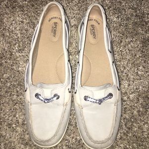 Grey two tone sperry boat shoes